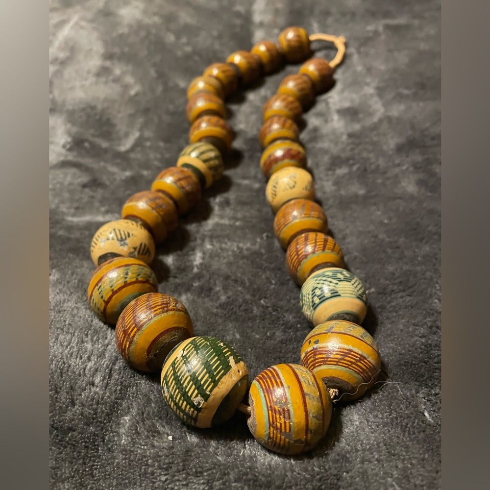 Handcrafted Multicolor Wooden Beaded Necklace Mali 🇲🇱 Africa